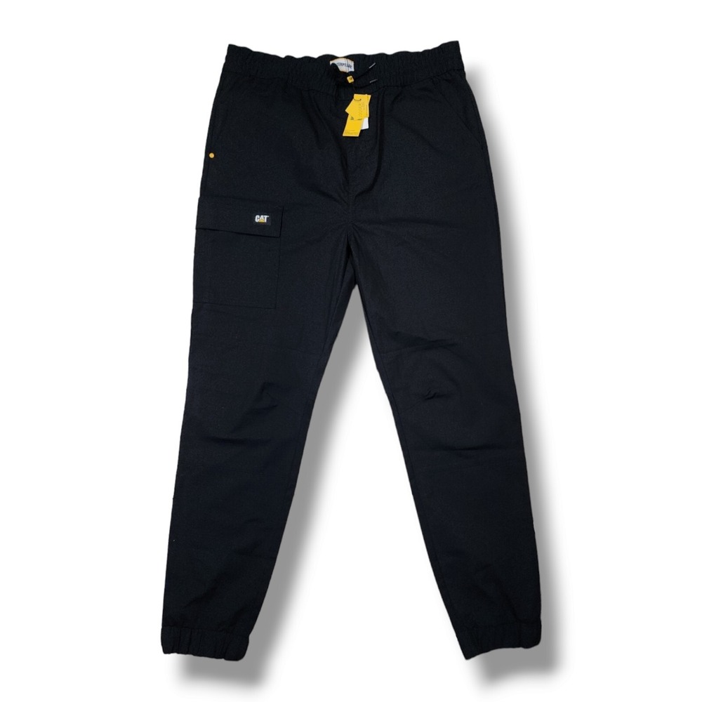 Caterpillar Black Ripstop Canvas Cuffed Jogger Cargo‎ Drew String Pants Men's XL